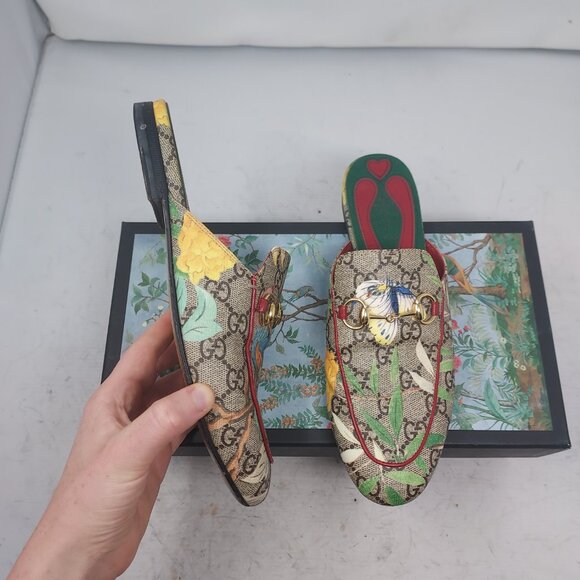 Gucci Beige Princetown Tien Motif GG Slide Loafer Slip On Mule - Picture 4 of 9